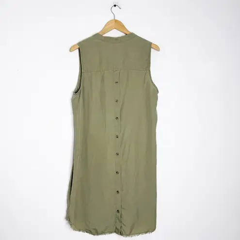 Bella Dahl Sleeveless Tencel Shirt Dress – Olive Green – Size Medium