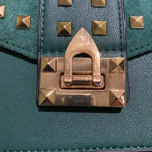 Green and gold studded crossbody