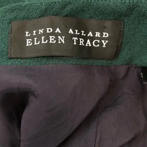 Ellen Tracy Linda Allard Wool Mini Skirt Ever Green Black Zip Up Back Size 12