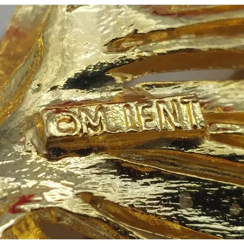 Vintage 1980's M JENT Gold Tone Art Deco Simulated Pearl Spray 2.5" Brooch Pin