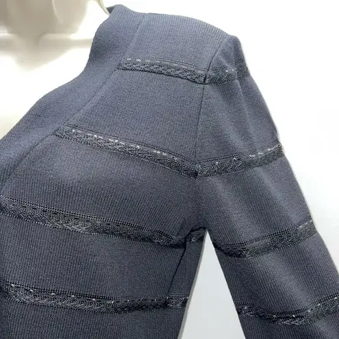 St. John Evening by Marie Gray Black Button Down Cardigan w/Sequins & Embroidery