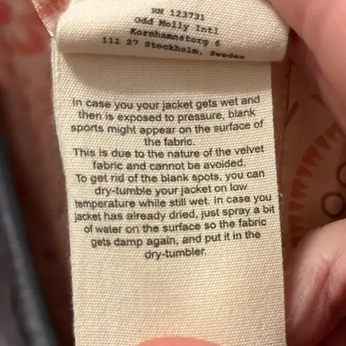 Odd Molly Anthropologie Women’s Embrace Velvet Long Gray-Blue Coat Size 3 Large