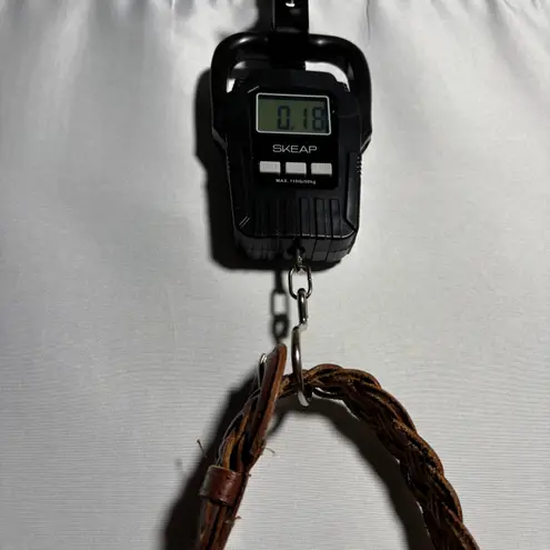 Brown Leather Braided Belt Buffalo Leather Woven Boho Hippie Western Large VTG