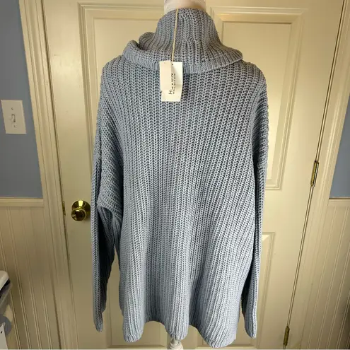 Haven Chunky Knit Ribbed Cowl Neck Sweater Light Blue NWT