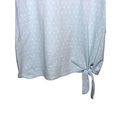 T by Talbots Light Blue White Polka Dot Tie Waist Crew Neck Top Women Size Large