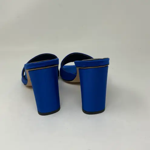 Yoox 8 By Blue Satin Open Toe Block High Heel Open Toe Sandals Shoes 6