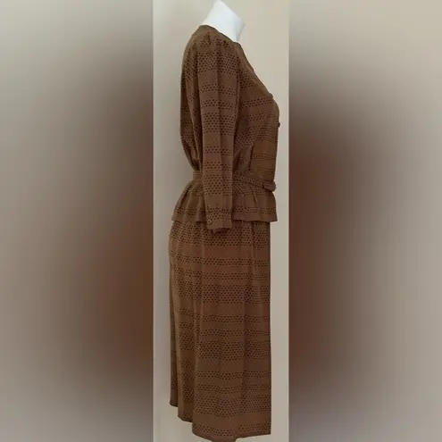 Maggy London BY JEANNENE BOOHER Vintage Brown Black Hearts Skirt Top Set Sz 12