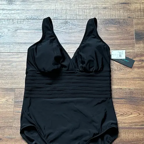 Aqua Green Women’s Black One Piece Bathing Suit Size Large 12-14 NWT