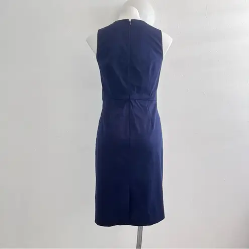 J.Crew  Sleeveless Sheath Dress Blue Bi Stretch Cotton Business Casual Knee 4