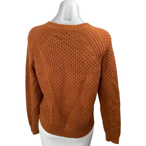Spartina 449 Women's Brown Long Sleeve Cable Knit Crew Neck Sweater Top Size M