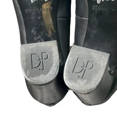 Donald Pliner Women's Black Leather Loafers Heels Size 8.5 Classic business work