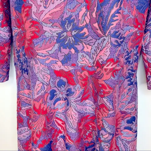 Leota Floral Purple Pink Red Jacquard Dress Size M