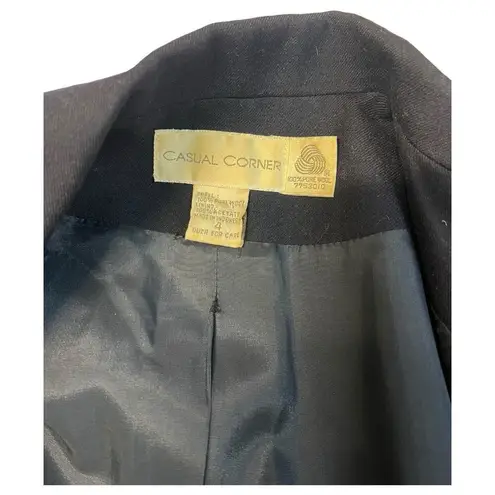 VTG Casual Corner Blazer Womens 4 Pure Wool Button Shoulder Pads Y2K Retro Navy Blue - Image 8