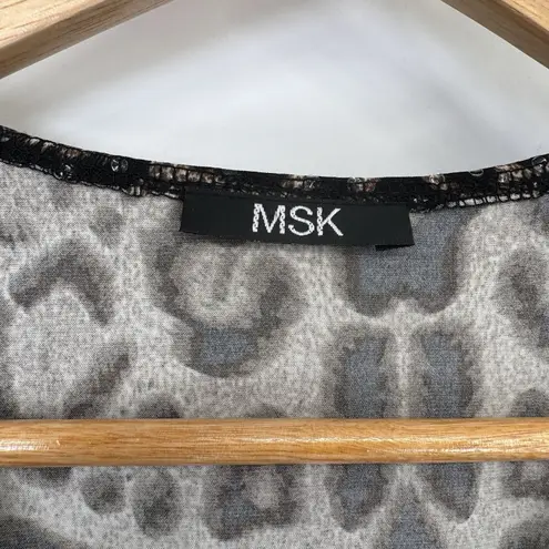 Vintage MSK Crossover Top Womens Small Brown Animal Print Mob Wife Beaded Sequin