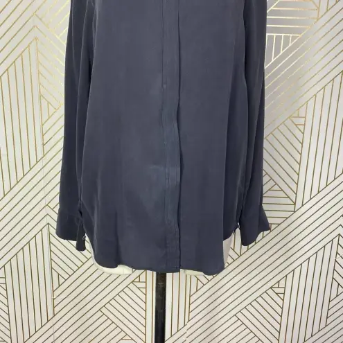 Equipment Rainbow Jeweled Collar Silk Button-Down Blouse Gray Size US Small