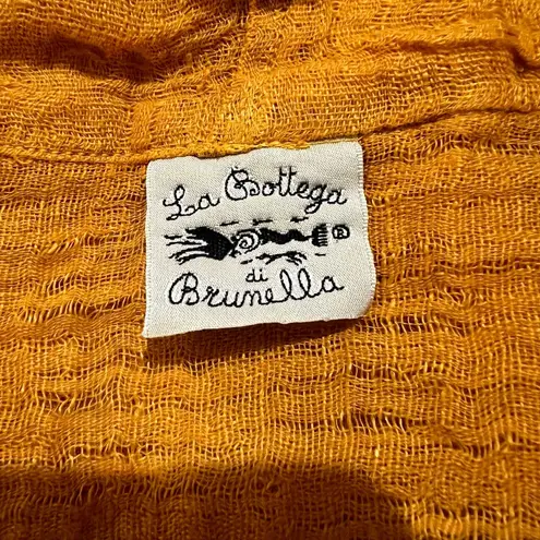 La Bottega di Brunella Flax Linen Crinkle Tunic OS Mustard Lagenlook Italy Boho Orange Size undefined