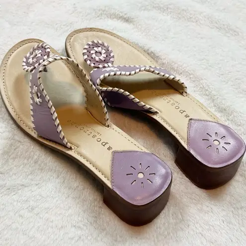 Apostrophe Jaclyn Leather Thong Whipstitch Kitten Heel Sandals Purple White 6