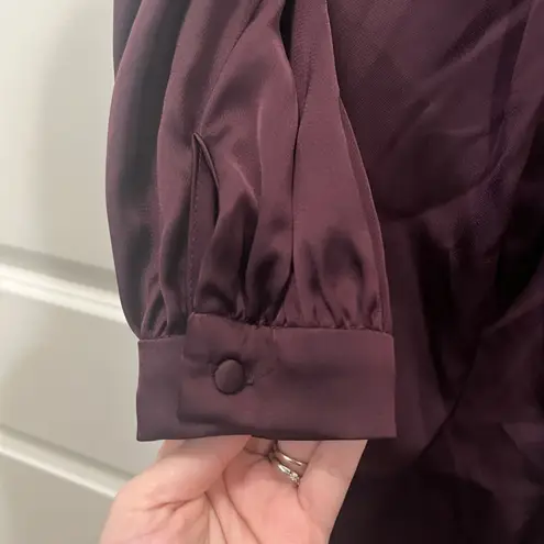 Mac Duggal Ieena for Plum Purple Satin V-neck Jumpsuit Size 2 US $358