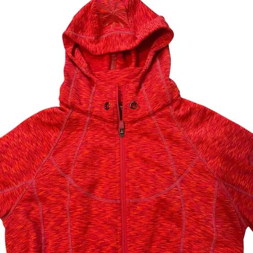 Athleta Orange Pink Space Dye Full Zip Hooded Sweatshirt Jacket, Sz M Red Size M
