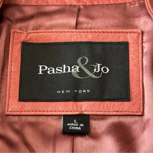 Pasha & Jo Women’s Size L Red Burgundy Distressed Leather Zip Up Jacket Size L