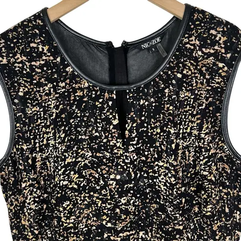 Nic+Zoe NWT Sleeveless Starling Dress in Black, Tan and Cream Print Size Small