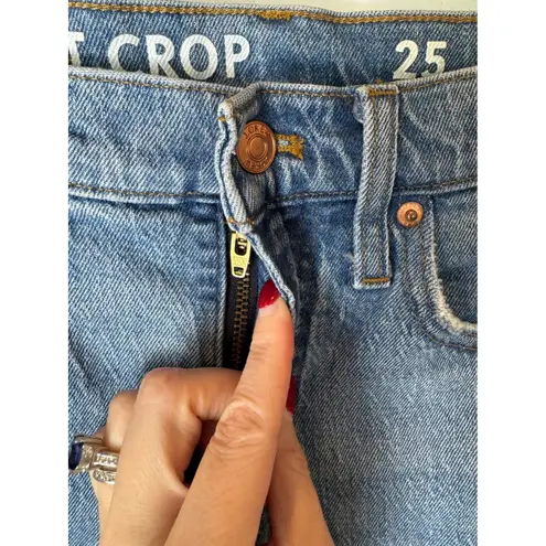 J Crew Jeans Women 25 Blue Medium Wash Distressed Denim Demi Boot Crop Preppy