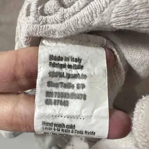 Rosemarine Dress 100% Linen Made In Italy Midi Short Sleeves S Eyelet Fl…