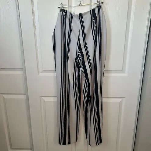 INC International Concepts High Rise Wide Leg Pants Faux Wrap Striped Sz 6 Blue