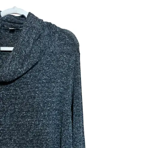 Flax Sweater Womens Petite Small Gray Print Cowl Neck Tunic Pullover Sweatshirt