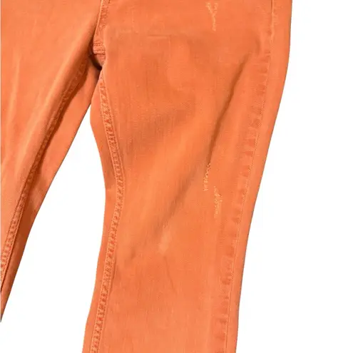 Pilcro by Anthropologie High Rise Bootcut in Rust Orange Distressed Jeans Sz 26