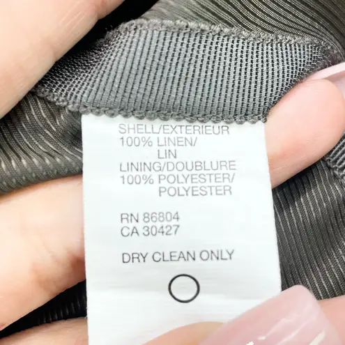 Magaschoni Womens 6 Linen Blazer Jacket One Button Pinstripe Career Brown White