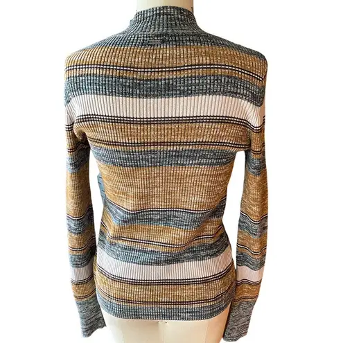 prAna  Acadia Striped Long Sleeve Mock Turtleneck Sweater ~ Women's LARGE