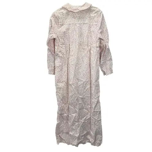 Vintage Amy Sue Flannel Nightgown Size M Peach Pink Floral Long Sleeve Cottage Size M