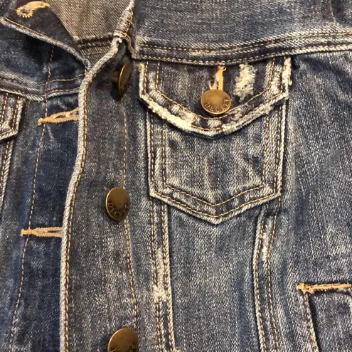 Decree Cropped Dark Wash Jean Jacket Small