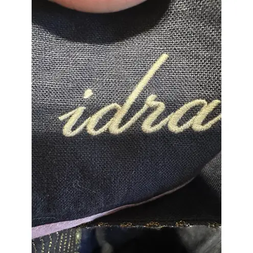 IDRA ANTHROPOLOGIE Embellished Waist Wide Leg Linen Pants SZ 6 Dark Academia Blue