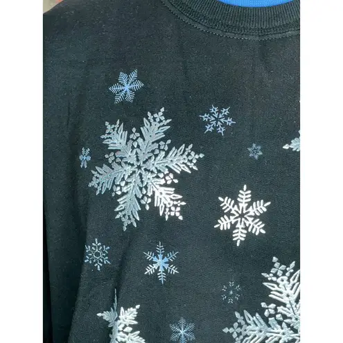 sweatshirt snowflake black white blue grannycore Size XL