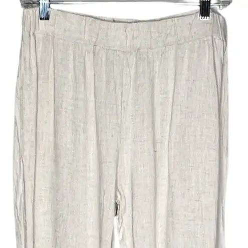 Coco + Carmen Pants Womens Medium Cream Linen Blend Cropped Frayed Hems Neutral