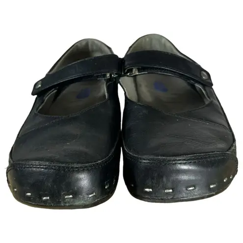 Wolky Mary Jane Clogs Clog Black Leather Closed Toe Shoe Size 38 US 7.5