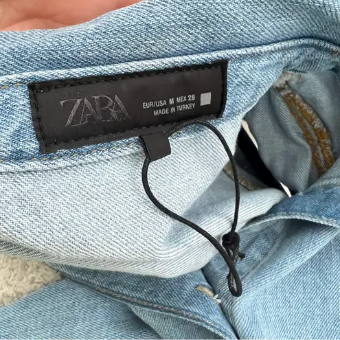 ZARA Blue Ruffled Denim Top MEDIUM NEW