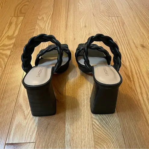 Sincerely Jules Braided Block Heel Sandals, Black, Size 6.5, NWOT