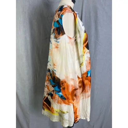 Âme Sœur Berlin Handmade Abstract Silk Blend Tunic Dress 10 Artwear Germany Orange Size 6