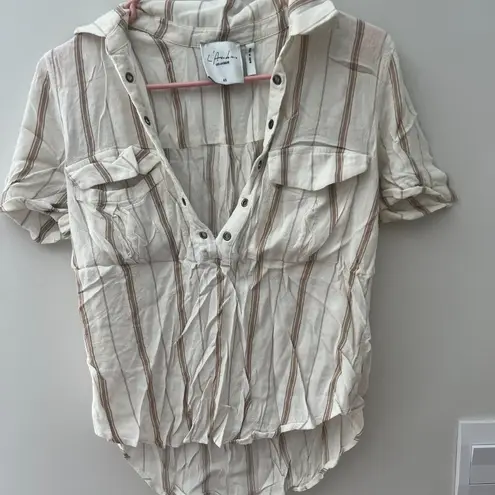 L'Academie "The Safari" Lace up Striped Blouse size xs