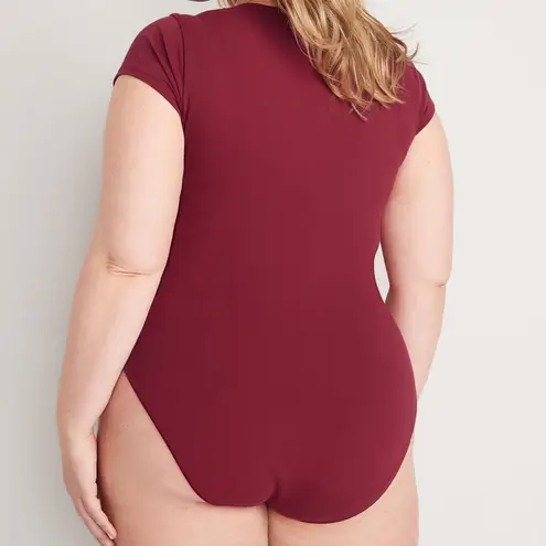 Old Navy  brick red Fitted Short-Sleeve V-Neck Bodysuit, size XXL/20 NWT