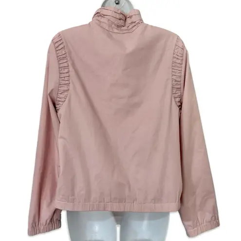 Vintage Nordstrom Baby Pink Light Windbreaker Ruffle Mock Neck Jacket size M / L Size M