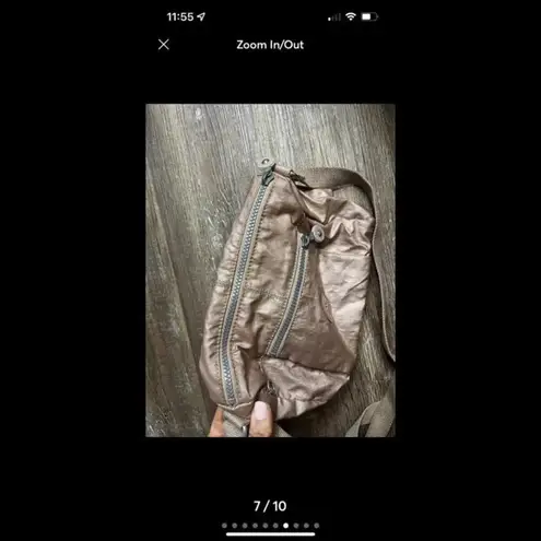 Kipling Reth Crossbody Purse Shoulder Bag Metallic Pink Adjustable Shimmer