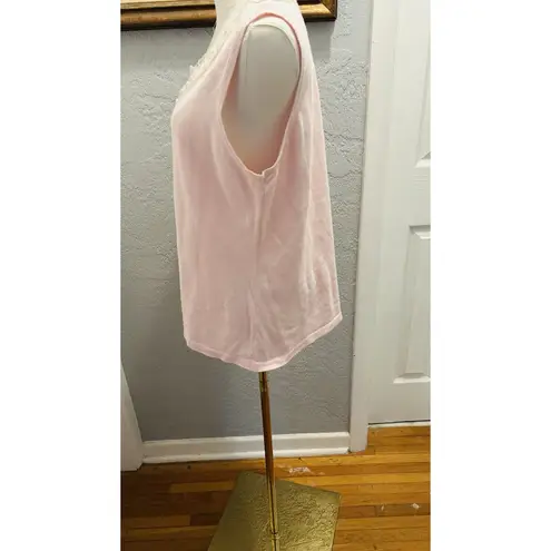 CLEARANCE Tank Sweater SZ Large Storybook Knit Chiffon Ruffle Trim Pearl Cottage Pink