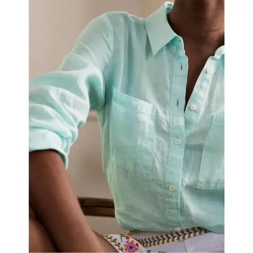 Boden USA Boden ‘The Linen Shirt’ button front top shirt spearmint 6