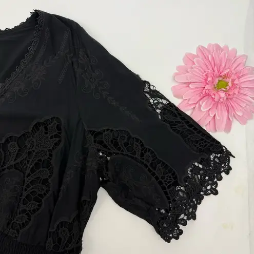 City Chic Lust Crochet Embroidered Dress Black Boho Bohemian