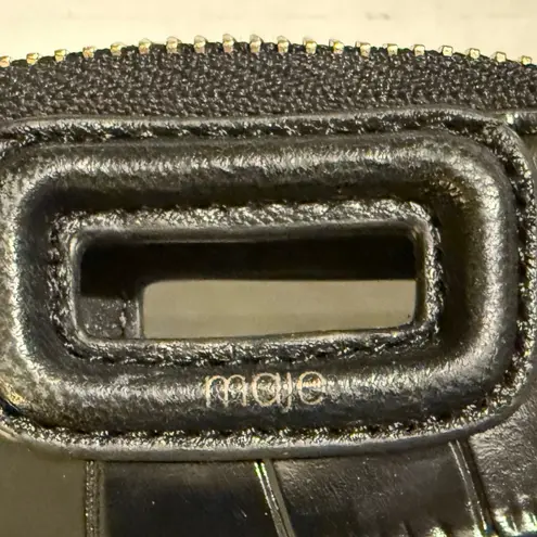 Maje Embossed Leather Adjustable Black Crossbody Phone Case