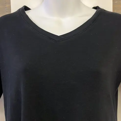 Isaac Mizrahi LIVE Black Pima Cotton Short Sleeve Fit and Flare T- Shirt- XS